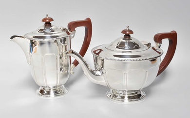 A Four-Piece George VI Silver Tea-Service, The Teapot, Cream-Jug and...