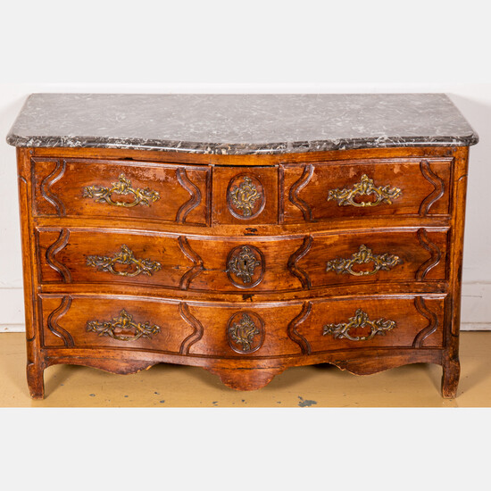A French Provincial Louis XV Carved Walnut Commode, ca. 1800's