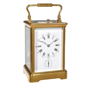 A French gilt brass grande sonnerie striking carriage clock with push-button repeat and alarm