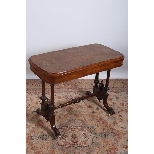 A GOOD 19TH CENTURY WALNUT AND SATINWOOD INLAID FOLD OVER CA...