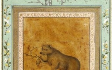 A GRISAILLE PAINTING OF A BEAR, ZAND OR QAJAR IRAN