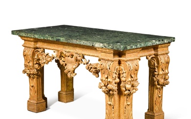 A George II carved giltwood console table, in the manner...
