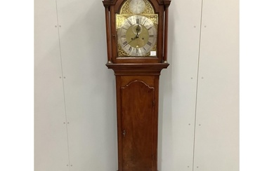 A George III mahogany eight day longcase clock, the brass di...