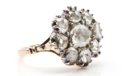 A Georgian rose cut diamond cluster ring