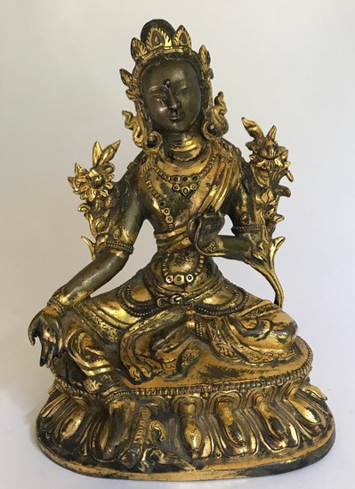 A Gilt Bronze Green Tara, Tibet 18th Century.