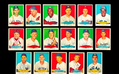 A Group of 17 1954 Red Heart Dog Food Baseball Cards