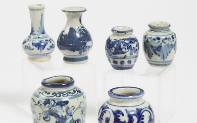 A Group of Six Ming-Style Blue and White Jarlets and