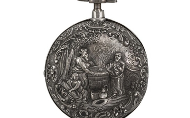 A HOEVENAER | A SILVER PAIR CASED WATCH WITH BIBLICAL SCENE CIRCA 1760 AND LATER