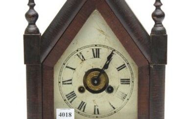 A JEROME & CO. 'MELROSE ABBEY' STEEPLE CLOCK WITH PENDULUM, 39 CM HIGH