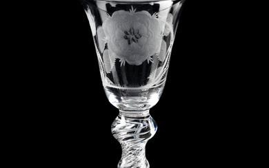A Jacobite Engraved Air Twist Wine Glass