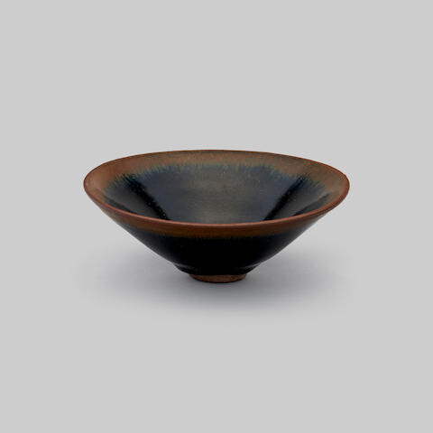 A Jian black-glaze 'hare's-fur' conical bowl