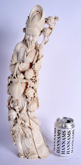 A LARGE 19TH CENTURY CHINESE CARVED bone FIGURE OF A