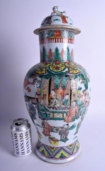 A LARGE 19TH CENTURY CHINESE FAMILLE VERTE VASE AND