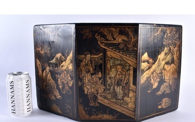 A LARGE AND UNUSUAL 19TH CENTURY CHINESE BLACK LACQUERED MAR...