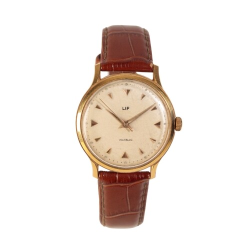 A LIP GOLD CAPPED & STAINLESS STEEL GENTLEMAN'S WRISTWATCH w...
