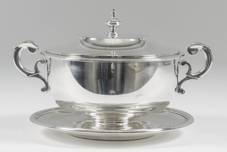 A Late Victorian Silver Circular Two-Handled Bowl, Cover and...