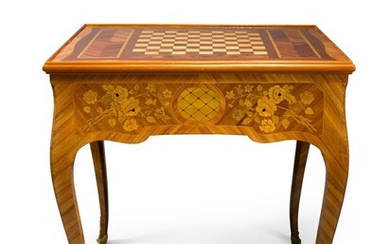 A Louis XV Tulipwood, Fruitwood, and Marquetry Table à Jeux by Nicolas Petit, Circa 1760