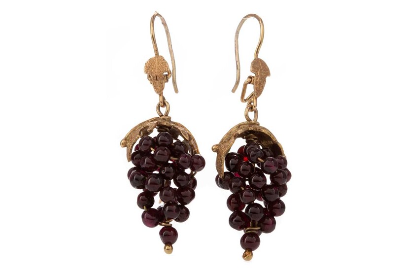 A PAIR OF FOURTEEN CARAT GOLD AND GEMSTONE EARRINGS
