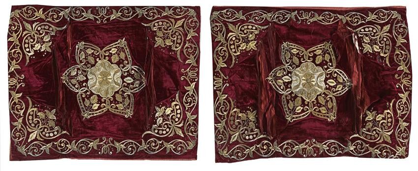 A PAIR OF OTTOMAN EMBROIDERED PILLOW CASES, TURKEY