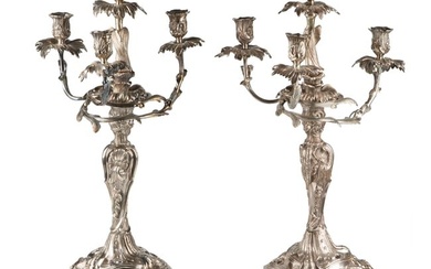 A PAIR OF STERLING SILVER DANISH CANDELABRA BY ANTON MICHELSEN, 1851