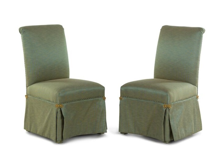 A Pair of Contemporary Scroll Back Padded Side Chairs