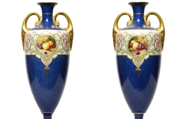 A Pair of Royal Worcester Porcelain Vases, by Horace Price,...