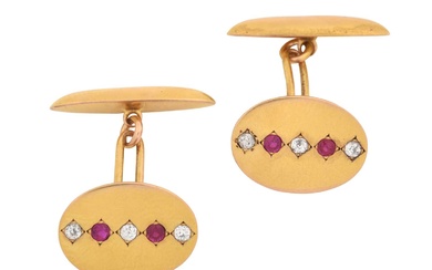 A Pair of Ruby and Diamond Cufflinks, by Hamann &...