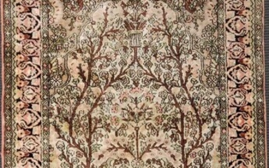 A Persian tree of life silk rug, 154 x 92cm