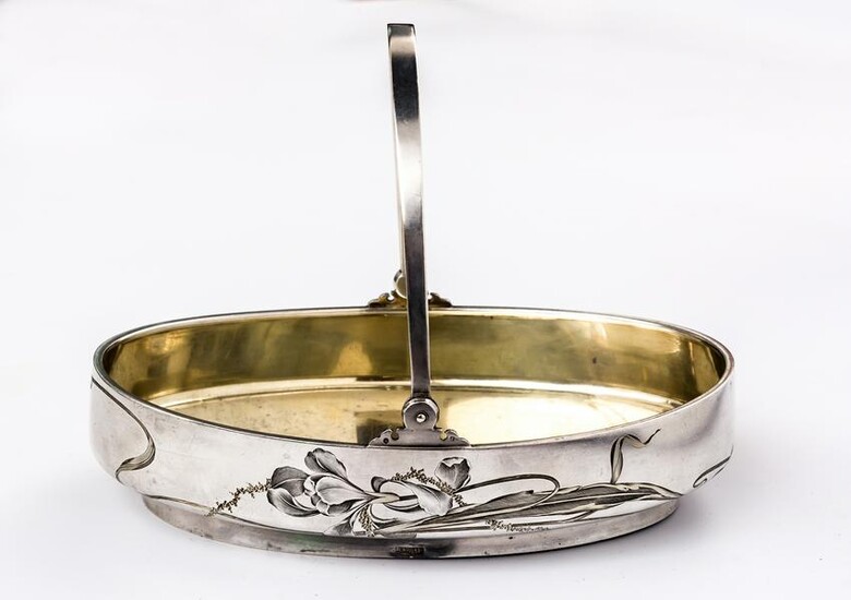 A RUSSIAN SILVER BOWL WITH FLOWER-DECOR