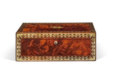 A Regency Brass Inlaid Mahogany Travelling Writing Nécessaire, Circa 1815
