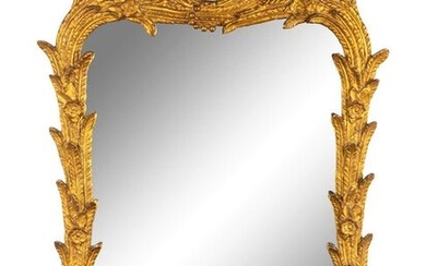 A Rococo Style Giltwood Mirror Height 48 x width 32