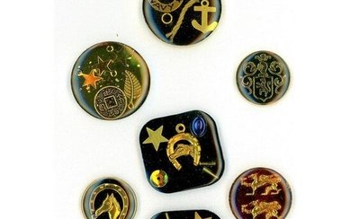 A SMALL CARD OF DIVISION THREE "JUNQUE" BUTTONS