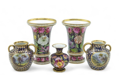 A MINIATURE VASE Early 19th century, together with a pair of...