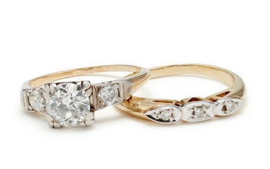 A Set of Diamond and Gold Rings