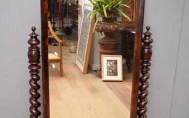 A VICTORIAN CHEVAL MIRROR (A/F MISSING CASTOR) (165H x 86W x 68D CM) (LEONARD JOEL DELIVERY SIZE: LARGE)