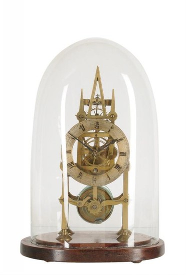 A Victorian brass skeleton timepiece