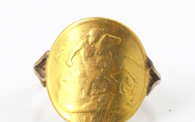 A Victorian half sovereign mounted ring, dated 1898, mounted...