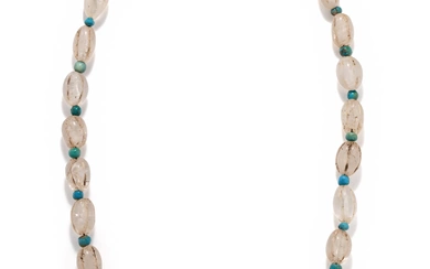 A Western Asiatic Rock Crystal and Faience Bead Necklace