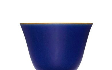 A blue-glazed cup, Qing dynasty, 18th century | 清十八世紀 藍釉盃 《敬畏堂製》款