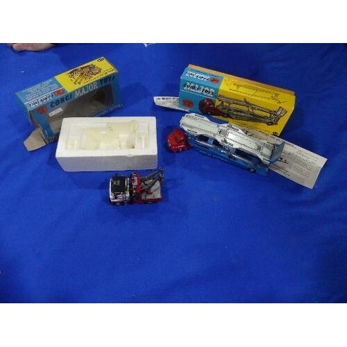 A boxed Corgi 1101 Carrimore Car Transporter, red cab with b...