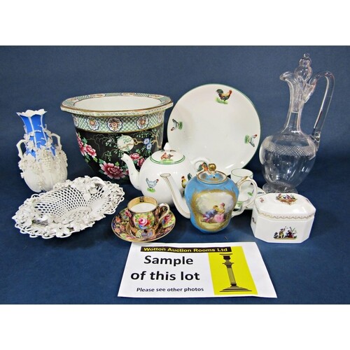 A collection of Crown Staffordshire coffee wares with flora...