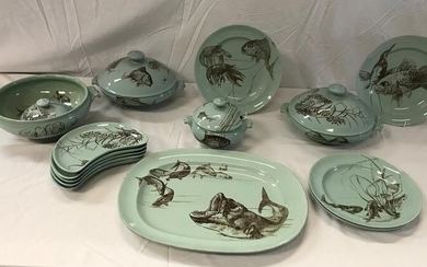 A collection of Minton's ''Aquarium'' dinner wares with celadon...