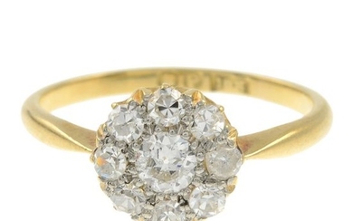 A diamond cluster ring.Estimated total diamond weight 0.45ct,...