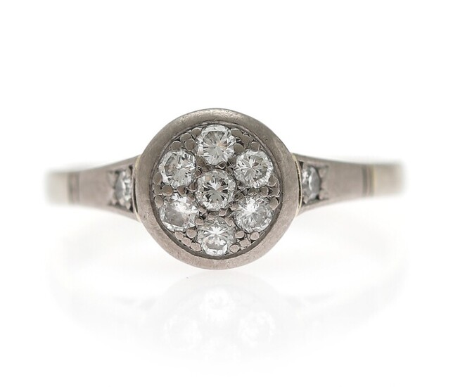 NOT SOLD. A diamond ring set with numerous brilliant-cut diamonds, mounted in 14k white gold....