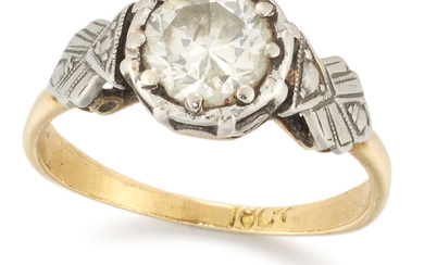 A diamond single stone ring, the brilliant-cut diamond with an...