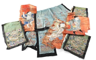 SOLD. A group of Chinese late Qing embroidered textile fragments. (9) – Bruun Rasmussen Auctioneers of Fine Art
