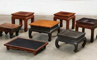 A group of seven Chinese hardwood low stands