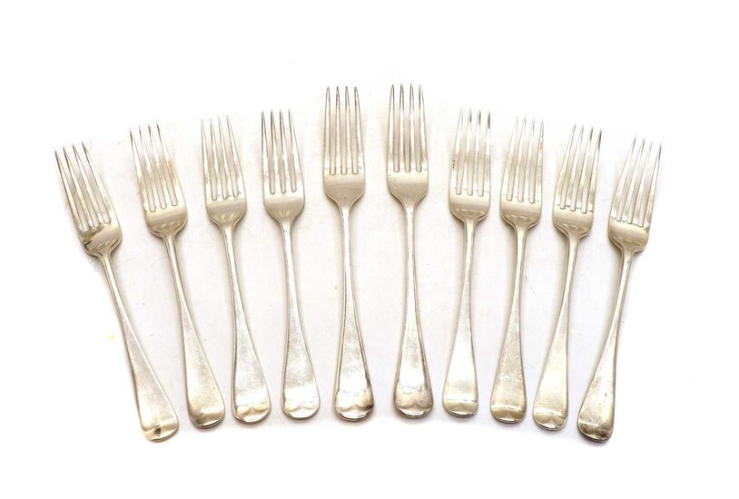 A group of six Victorian Old English pattern silver forks