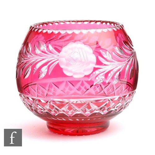 A large 20th Century continental crystal glass bowl cased in...