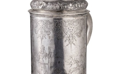 A large North German silver tankard with cover, circa 1700